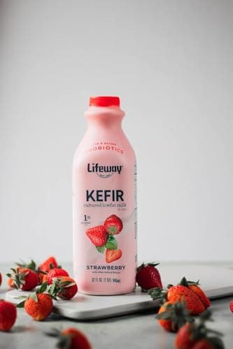 Lifeway Low Fat Kefir – Probiotic Drink with 10g Protein, 12 Live Active Cultures - Up to 99% Lactose Free, Gluten Free – Strawberry, 32 oz.