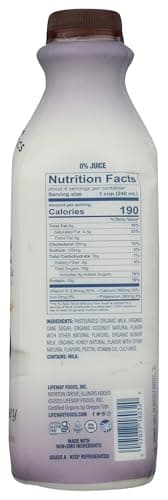 Lifeway Organic Whole Milk Kefir, Coconut Honey, 32 Ounce, 11g Protein, 12 Live Active Cultures