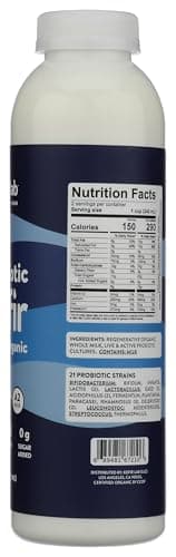 KEFIRLAB 100 Trillion Probiotic Kefir, Plain, 2 Week Gut Health Supply, No Sugar Added, USDA Organic, 3rd Party Lab Certified.