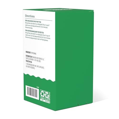 Amazon Grocery, Peppermint Herbal Tea Bags, 20 Ct