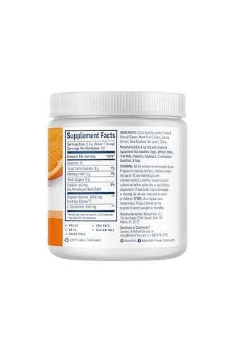 NativePath Organic Baobab Prebiotic Fiber Powder - Digestive Health Supplement - Natural Orange Flavor, 30 Servings