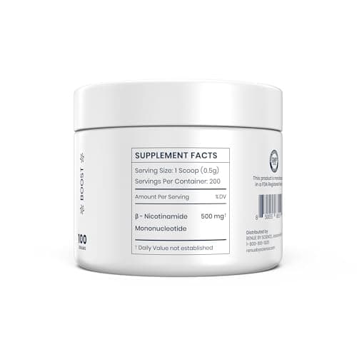 Renue By Science NMN Powder | 100g Fast Dissolve Powder Supplement | 500mg Nicotinamide Mononucleotide per Serving | Manufactured in the USA Third-Party Tested