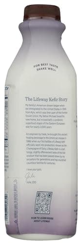 Lifeway Organic Whole Milk Kefir, Coconut Honey, 32 Ounce, 11g Protein, 12 Live Active Cultures