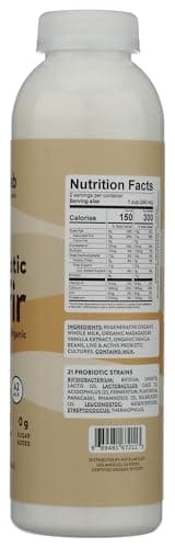 KEFIRLAB 100 Trillion Probiotic Kefir, Vanilla Bean, 2 Week Gut Health Supply, No Sugar Added, USDA Organic, 3rd Party Lab Certified.