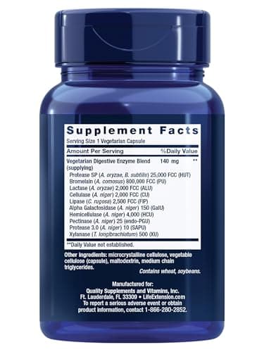 Life Extension Enhanced Super Digestive Enzymes, Supports Digestion, Comfort, digesting Plant-Based Foods, Non-GMO, Vegetarian, 60 Capsules
