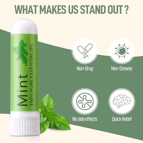 Hion Nausea Relief Inhaler-Mint, Natural Essential Oils Inhalers
