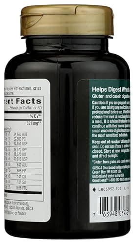 Nature's Way Gluten Defense Digestive Enzymes*, Helps Digest Wheat & Dairy(1), Gluten & Casein Digestive Enzymes*, 120 Vegan Capsules (Packaging May Vary)