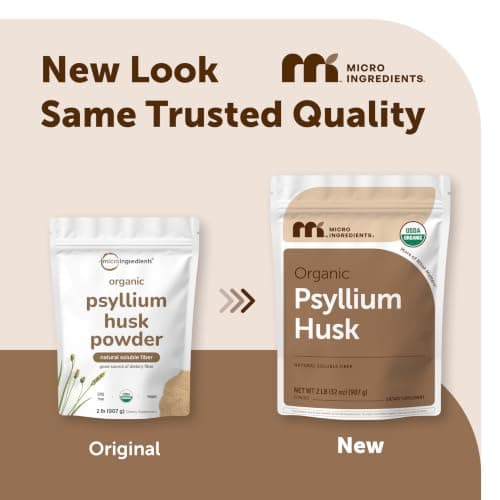 Micro Ingredients Organic Psyllium Husk Powder, 2lbs (32oz) | Daily Soluble Fiber Supplement | India Origin | Non-GMO, Keto Friendly, Vegan