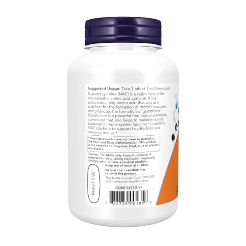 NOW Foods Supplements, NAC (N-Acetyl-Cysteine) 1,000 mg, Free Radical Protection*, 120 Tablets