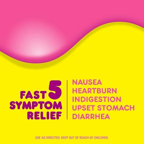 Pepto Bismol Chews, Fast and Effective Digestive Relief from Nausea, Heartburn, Indigestion, Upset Stomach, Diarrhea, Berry Mint Flavor, 48 Chewable Tablets
