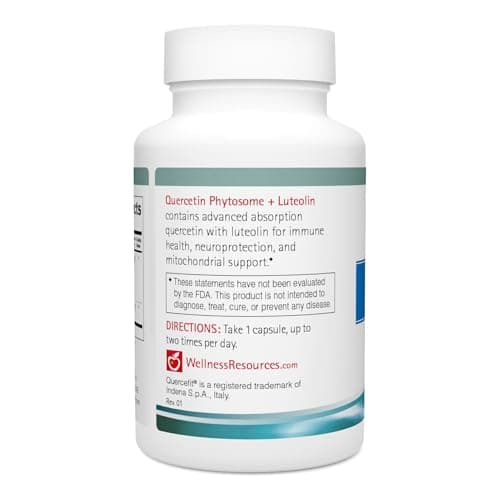 Wellness Resources Quercetin Phytosome 250 mg with Luteolin 100 mg, Mast Cell Stabilizer & Natural Histamine Support for Seasonal Allergies, NAD Support and Neuroprotective Supplement (60 Capsules)
