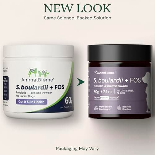 Animal Biome S. Boulardii + FOS Powder Probiotics for Dogs & Cats 30g – Pet Supplements Saccharomyces Boulardii 6.6 Billion CFU Dog Probiotic + Prebiotic FOS for Gut Health Support & Firmer Stool