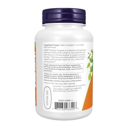NOW Foods Supplements, Prostate Support, Prostate Support, with Standardized Saw Palmetto, Stinging Nettle & Lycopene, 90 Softgels