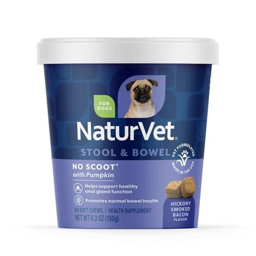 NaturVet - No Scoot for Dogs - 60 Soft Chews - Plus Pumpkin - Supports Healthy Anal Gland & Bowel Function - Enhanced with Beet Pulp & Psyllium Husk