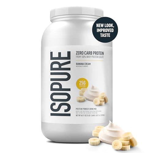 Isopure Zero Carb 100% Pure Whey Isolate Protein Powder, Gluten Free, With Vitamins, Banana Cream, 25g Protein Per Serving, 3 Lbs, 44 Servings (Packaging May Vary)