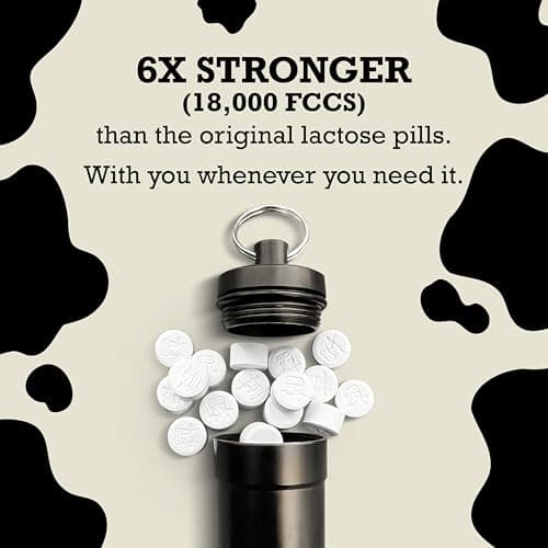 DairyPill Lactase Enzyme 18,000 FCCs per Pill, 30 Count, Solution for Lactose Intolerance, Portable, Easy to Swallow, Preservative and Gluten Free, American Made, Non GMO