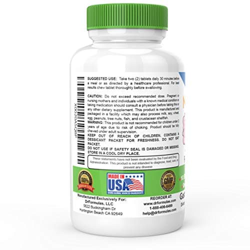 DrFormulas Chewable Probiotics for Kids & Adults | for Oral Dental Health, Bad Breath, & Better Digestion 20 Multi Strain - S boulardii, Lactobacillus plantarum and Bifidobacterium infantis, 60 Chews