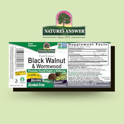 Nature's Answer Black Walnut and Wormwood Complex | Promotes Overall Health and Wellbeing | Super Concentrated 2,000mg | Vegan, Non-GMO, Gluten-Free & Alcohol-Free 1oz | Promotes a Healthy Gut