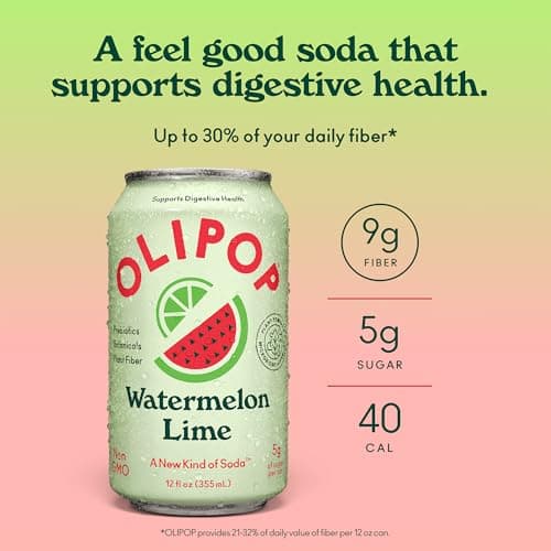 OLIPOP Watermelon Lime Prebiotic Soda, 12 FZ