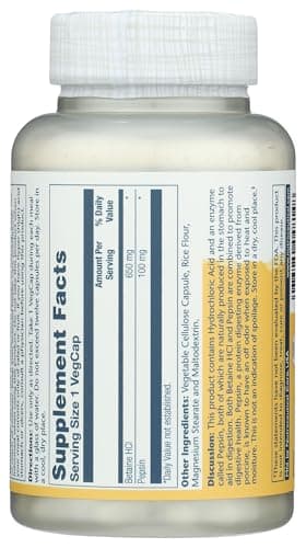 Solaray, Hcl Pepsin High Potency 650 Mg, 100 Veggie Capsules