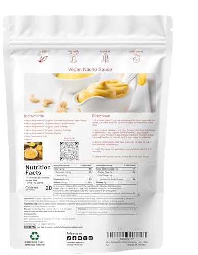 Micro Ingredients Organic Fortified Nutritional Yeast Flakes, 2lb (32oz) | Rich in Vegan Protein, B Vitamins, & Beta-Glucans | Keto Friendly, Dairy Free Cheese Substitute, Non-GMO, Gluten Free