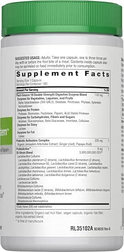 Rainbow Light Advanced Enzyme System, Plant-Source Enzyme Blend, 180 Capsules (Package May Vary)