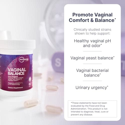 Microbiome Labs Vaginal Balance - Vaginal Probiotics for Women with Lactobacillus Gasseri - Feminine Care to Encourage pH Balance for Women, Reduce Discomfort & Support Gut Health (60 Capsules)