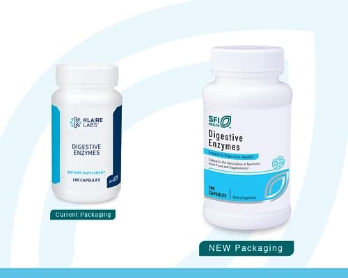 Klaire Labs SFI Health Digestive Enzymes - Gut Health Supplements with Lipase, Amylase & Protease Enzymes for Digestion - Aid Nutrient Absorption - Help Occasional GI Discomfort (180 Capsules)