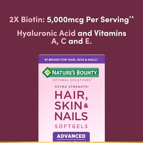 Nature's Bounty Advanced Hair, Skin & Nails, Argan-Infused Vitamin Supplement with Biotin and Hyaluronic Acid, 150 Rapid Release Softgels, 50 Total Servings