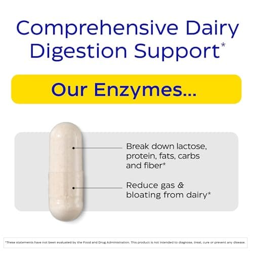 Enzymedica Lacto Digestive Enzymes for Men & Women - Lactose Intolerance Support Supplement with Lactase Enzyme, Breaks Down Dairy Heavy Meals, Helps Reduce Gas & Bloating, Gluten Free - 90 Caps