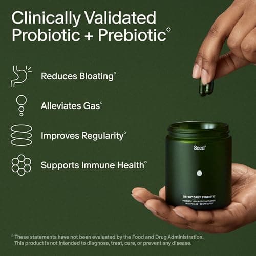 Seed DS-01 Daily Synbiotic - Prebiotic and Probiotic for Women & Men - Digestive Health, Gut Health, Immune Support, Bloating & Constipation Relief - Vegan & Shelf-Stable - 30-Day Starter (60ct)
