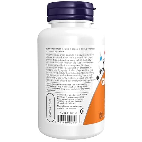 NOW Foods Supplements, Glutathione 500 mg, With Milk Thistle Extract & Alpha Lipoic Acid, Free Radical Neutralizer*, 60 Veg Capsules