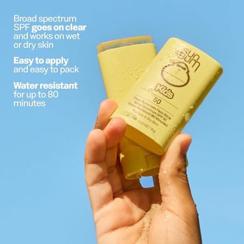 Sun Bum Kids SPF 50 Clear Face Stick Sunscreen - Wet or Dry Skin Application Broad Spectrum Sunscreen with Vitamin E - Hawaii Act 104 Compliant (Without Octinoxate & Oxybenzone) - Travel Size 0.53 oz