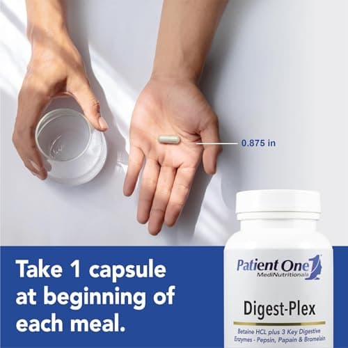 Patient One Digest-Plex | Supplement to Support Gastric Comfort and Food Metabolism* | with Betaine, Papain, Bromelain and Pepsin | 120 Capsules
