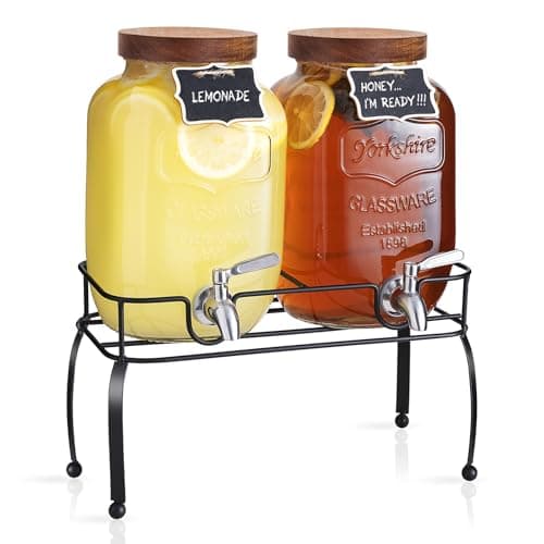 mustry Drink Dispenser Review: 1 Gallon Glazen Dispenser Set van 2