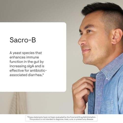 THORNE - Sacro-B - Saccharomyces boulardii - Shelf Stable Probiotic - Gut Health Supplement to Support Immune Function in the Gut - Occasional Diarrhea Relief* - Third-Party Certified - 60 Capsules