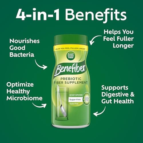 Benefiber Daily Prebiotic Fiber Supplement Powder for Digestive Health, Unflavored -124 Teaspoons (8.7 Ounces)