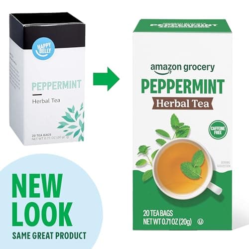 Amazon Grocery, Peppermint Herbal Tea Bags, 20 Ct