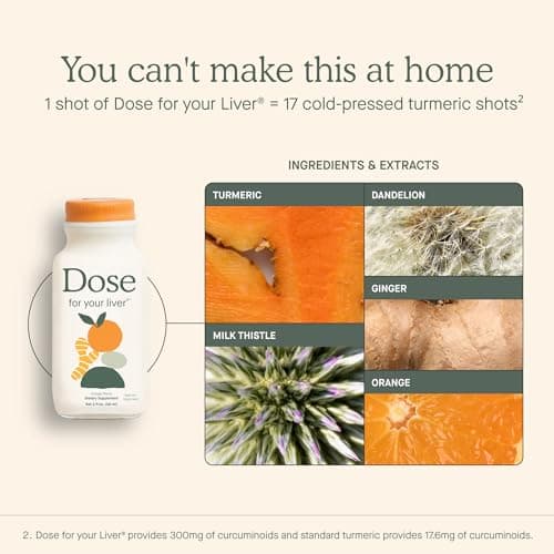 Dose for Your Liver Cleanse Detox & Repair, Made with Organic Milk Thistle Supplement with Turmeric, Dandelion, Ginger, and Orange, Supports Healthy Liver Function,16oz Bottle, 3 Pack (3 Week Supply)