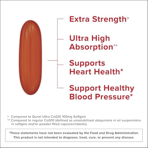 Qunol CoQ10 200mg Softgels, Ultra CoQ10 - Ultra High Absorption Coenzyme Q10 Supplements - Antioxidant Supplement for Vascular and Heart Health & Energy Production - 2 Month Supply - 60 Count