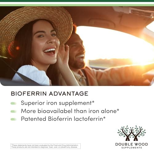Lactoferrin 250mg per Serving (60 Capsules) Patented Bioferrin Lactoferrin - Superior Iron Supplement for Iron Deficiency and Immune Support by Double Wood Supplements