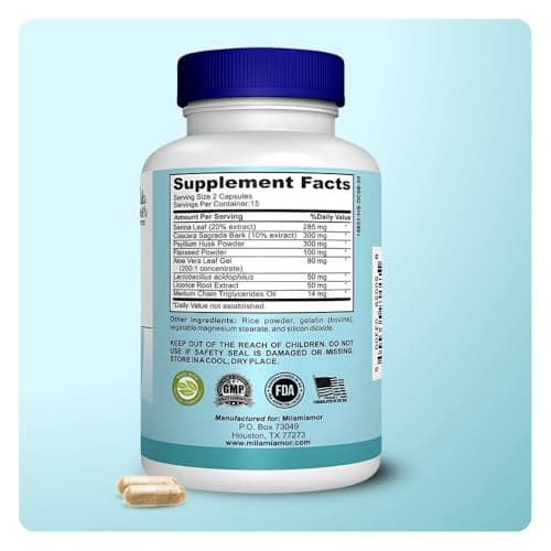 Mila Miamor 15 Day Cleanse - Gut and Colon Support - Advanced Gut Cleanse Detox for Women & Men with Senna, Cascara Sagrada & Psyllium Husk - Non-GMO - Made in USA - 30 Capsules