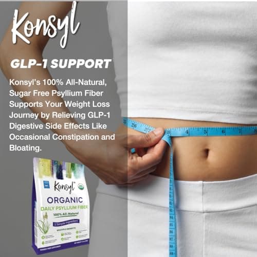 Konsyl USDA Organic Psyllium Husk Powder - 12oz, 60 Servings, Natural Unflavored Soluble Dietary Fiber Supplement - Fiber Prebiotic for Digestive Support and Gut Health - Sugar Free, Keto & Vegan
