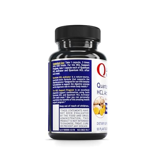 Quantum Nutrition Labs HCL Activator - Pepsin Digestive Enzymes Supplement for Optimal Digestive Function for Men & Women, Low Stomach Acid, Nutrient Absorption - 90 Vegetarian Capsules
