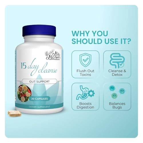 Mila Miamor 15 Day Cleanse - Gut and Colon Support - Advanced Gut Cleanse Detox for Women & Men with Senna, Cascara Sagrada & Psyllium Husk - Non-GMO - Made in USA - 30 Capsules