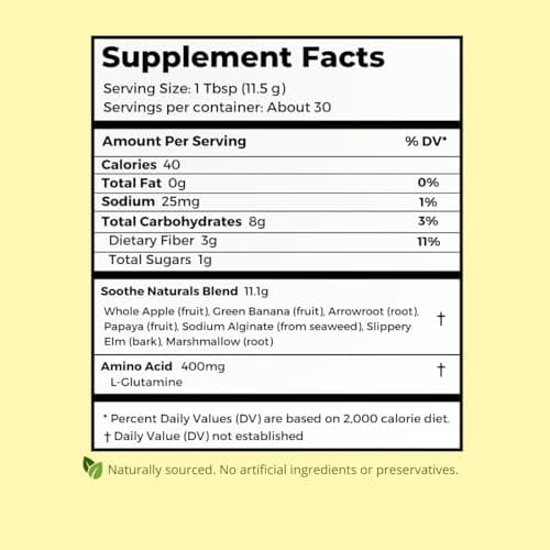 Stomach Soothe Soothe Naturals Acid Reflux Powder - L Glutamine for Gut Health, Acid Reflux Medicine, Leaky Gut Repair, Gut Lining Repair, Alginate for Acid Reflux (30 Servings)