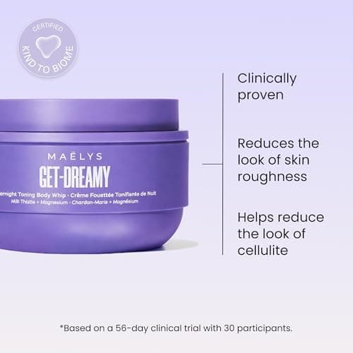 MAËLYS GET-DREAMY Overnight Toning Whip - Cellulite Cream & Skin Tightening Support with Milk Thistle + Uva-Ursi - Moisturizing Body Cream in a Whipped Texture (6.8 Fl Oz)
