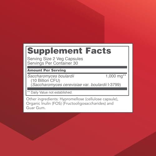 PROTOCOL FOR LIFE BALANCE Saccharomyces Boulardii - 10 Billion CFU - Probiotic Supplement - Support Gut Health & Digestive Health - Relieves Occasional Diarrhea - Halal & Kosher - 60 Veg Caps