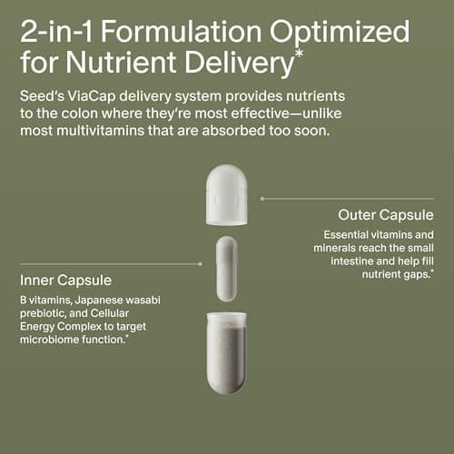 Seed DM-02 Daily Multivitamin - 100% DV Essential Vitamins and Minerals for Women & Men - Helps Fill Daily Nutrient Gaps - Immune, Bone, Hair, Skin & Nails Health - Vegan - 30 Capsules (30-Day Supply)
