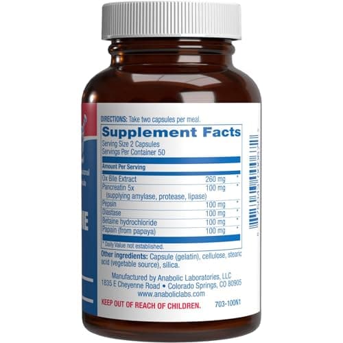 Multi Digestive Enzymes with Ox Bile Supplement - Clinical Strength Digestion Supplement with Pancreatin Pancreatic Enzymes for Protein Carb & Fat Digestive Support & Reduced Stomach Discomfort
